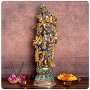 Brass Large Krishna Playing Flute statue