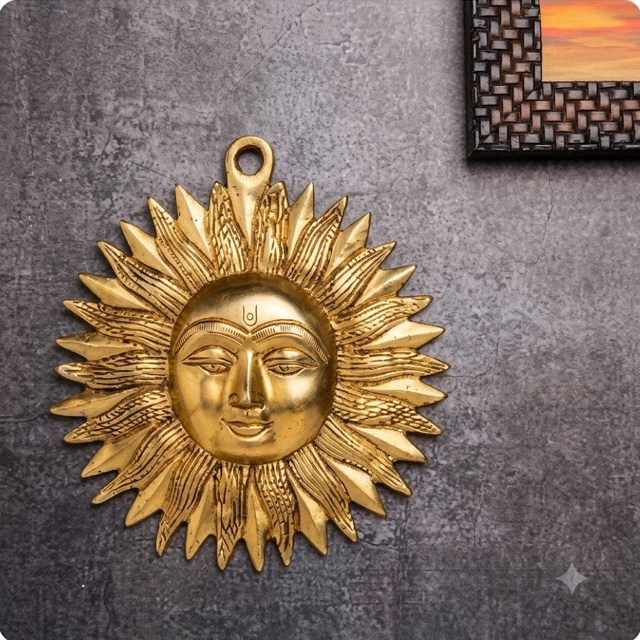 Brass Metal Sun Face Hanging Statue
