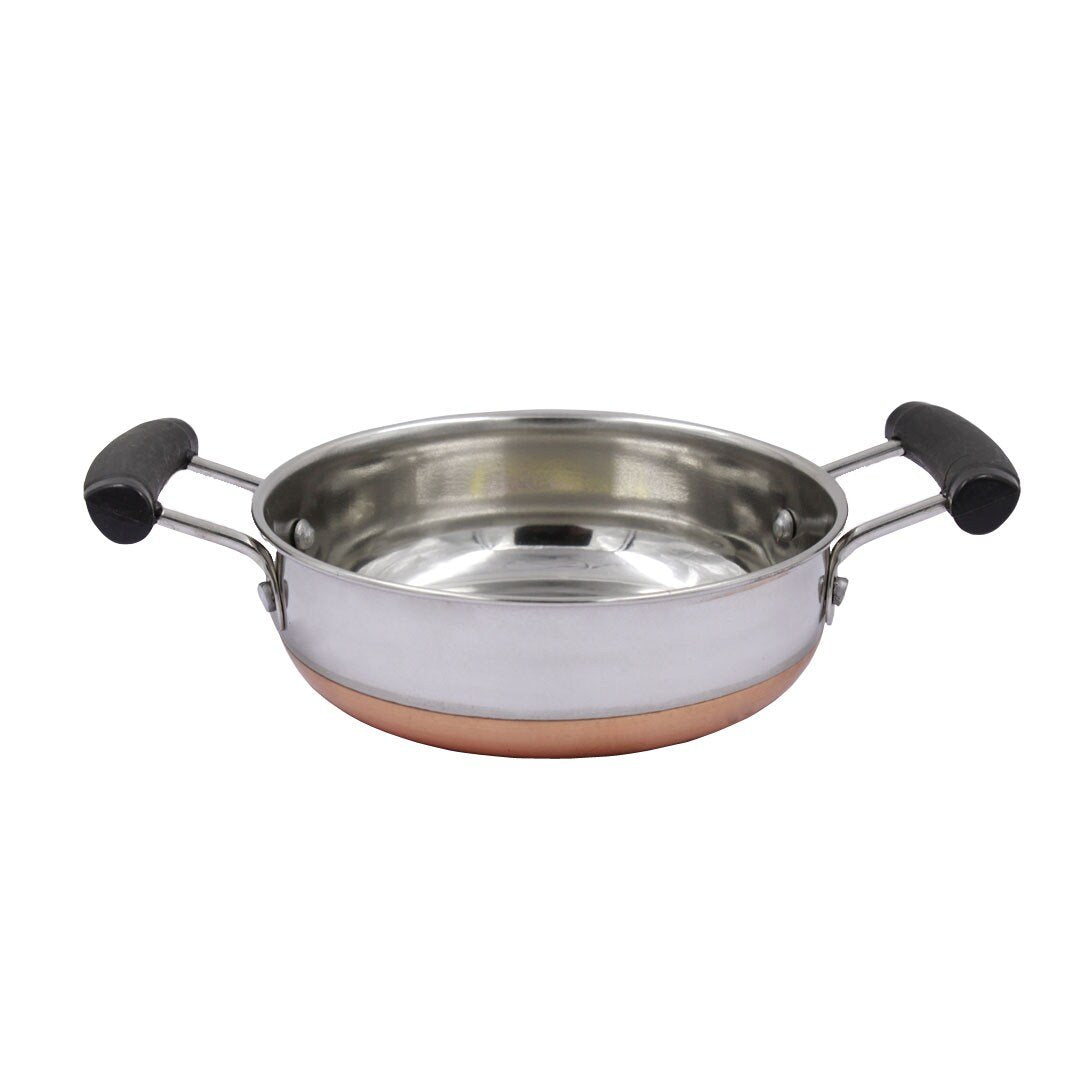 Stainless Steel Copper Bottom Kadai With Fiber Handle