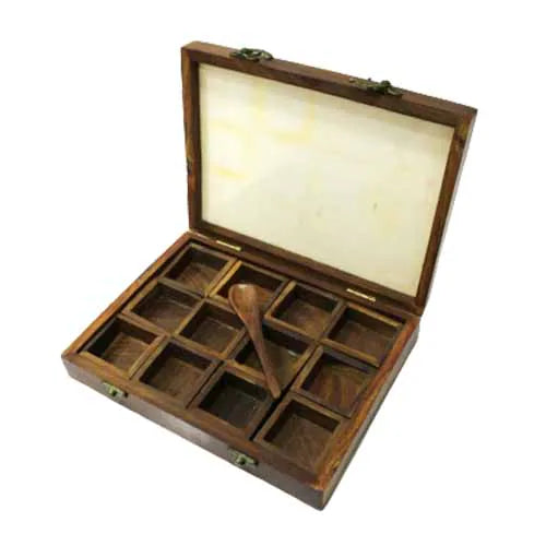 Wooden Masala Storage Box 12