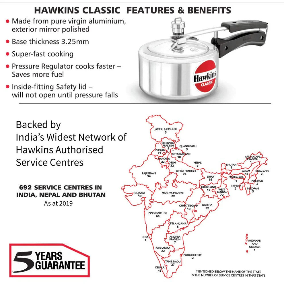 Hawkins Classic Aluminium Inner Lid Pressure Cooker
