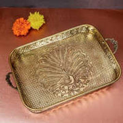 Brass Rectangular Temple Pooja Tray