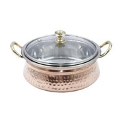 Prakash Pure Steel Copper Serving Handi Bowlwith Handle and Lid, Serveware & Tableware, Home Restaurant