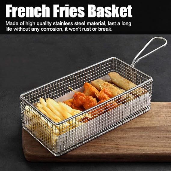 Tomotato Chip Basket, Stainless Steel Chip Basket, Fried Food Basket for Family Restaurant