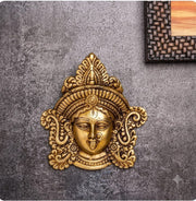Brass Goddess Durga Wall Hanging Face Mask Statue