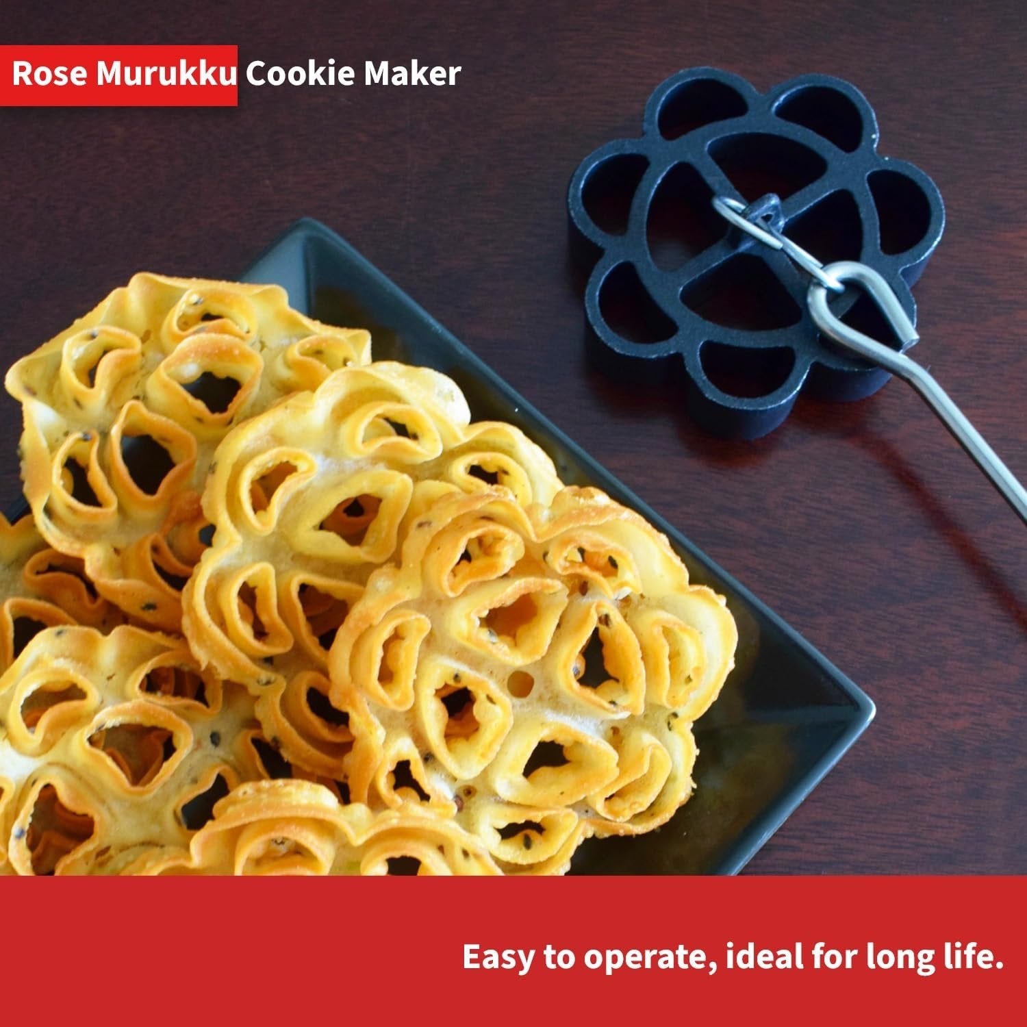 Stainless Steel Non Stick Rose Murukku Cookie Maker Achu Murukku Maker Mould