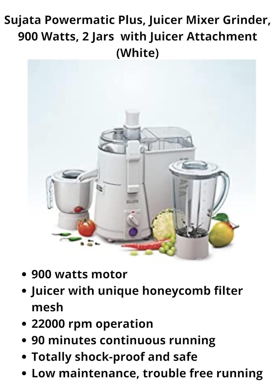 Sujata Juicer Powermatic Plus  White  900 W