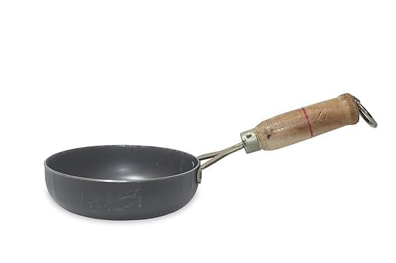Iron Vagaria with Wooden Handle Fry Pan / Tadka Pan