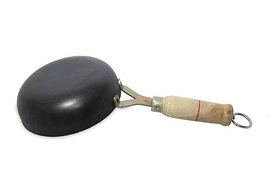 Iron Vagaria with Wooden Handle Fry Pan / Tadka Pan