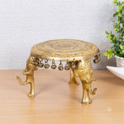 Brass Decorative Figurine Uruli Stand with Bells