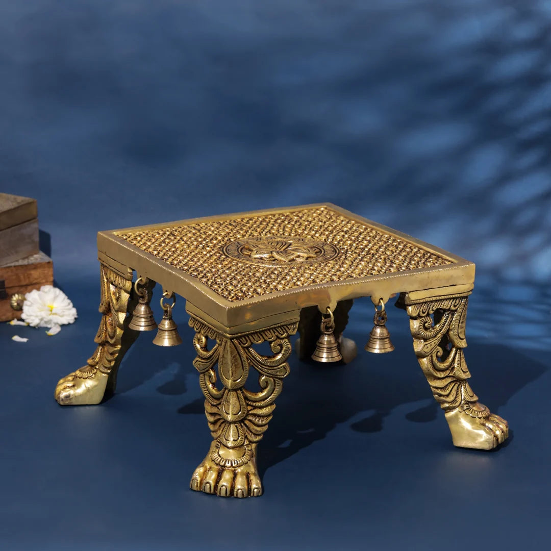 Brass Decorative Uruli Stand With Bells