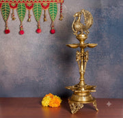 Brass Ten Wicks Peacock Lamp