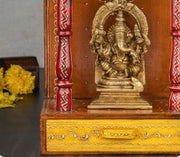 Brass Lord Ganesha Sitting on Throne Idol