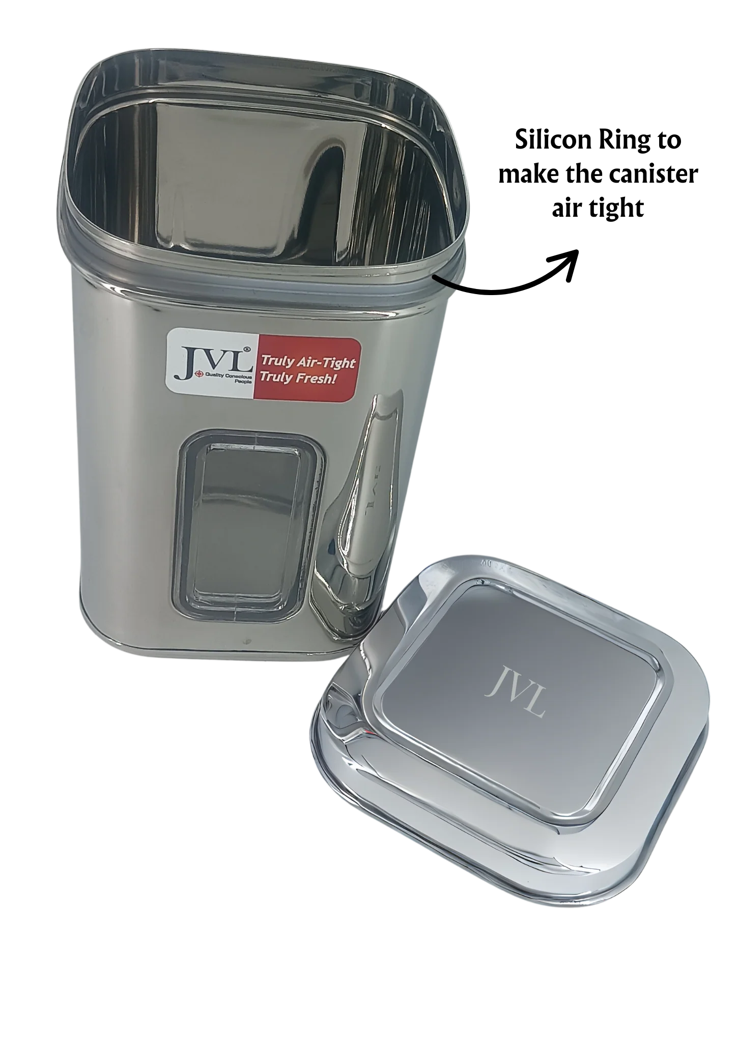 JVL SS FLOSSY WINDOW CANISTER SQUARE