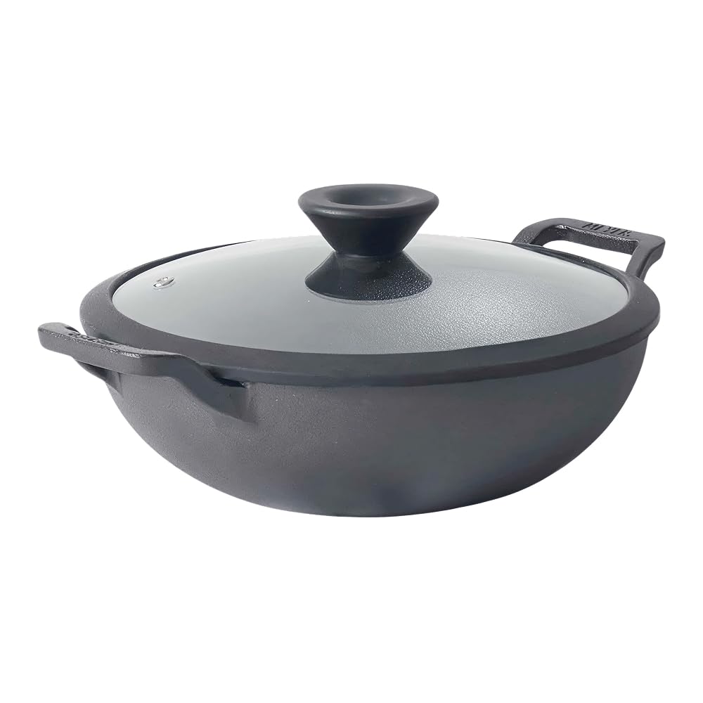 MEYER CAST IRON KADAI WITH GLASS LID