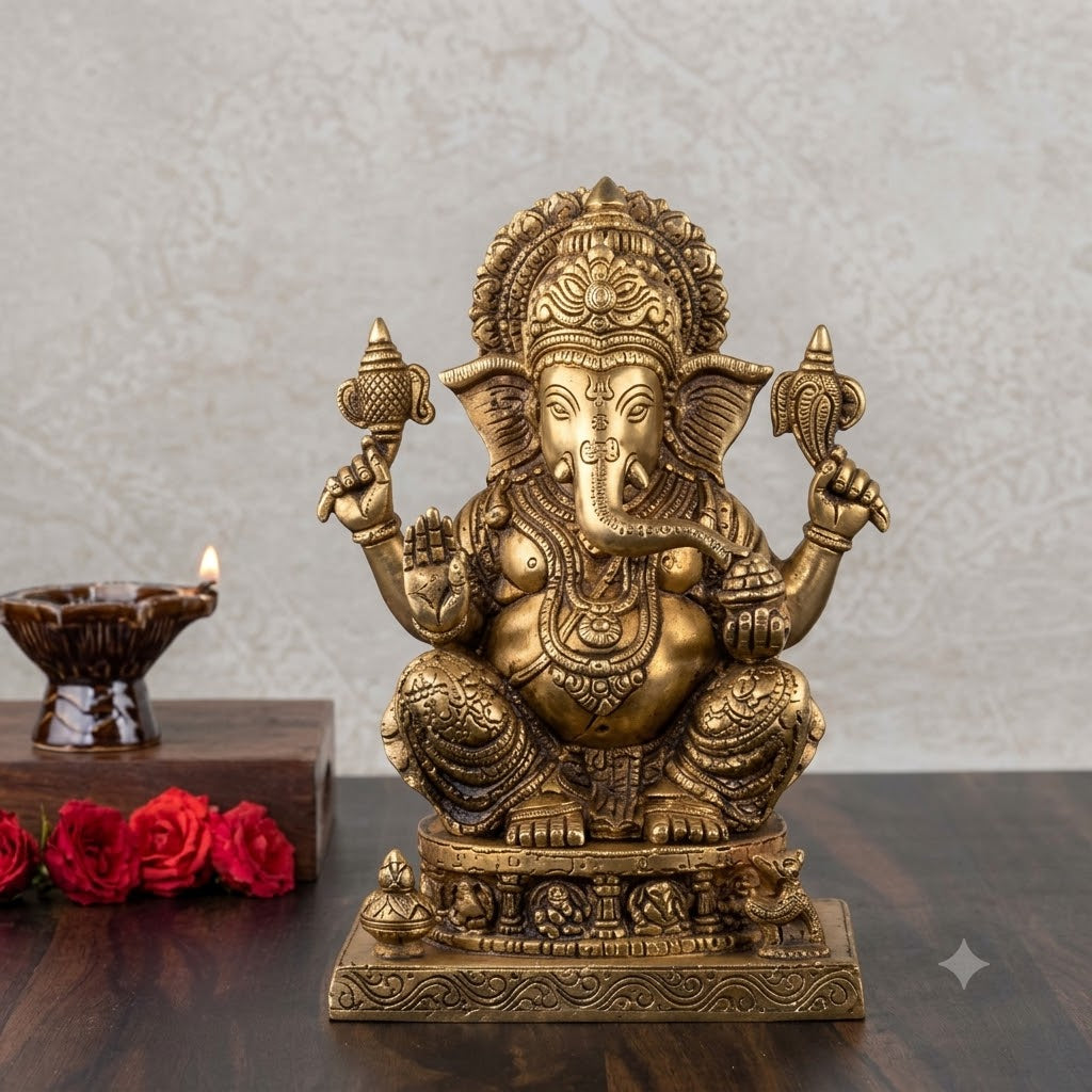 Brass  Astmangal Ganesh Statue