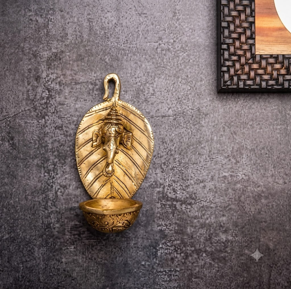 Brass Ganesha Lamp Wall Hanging Statue