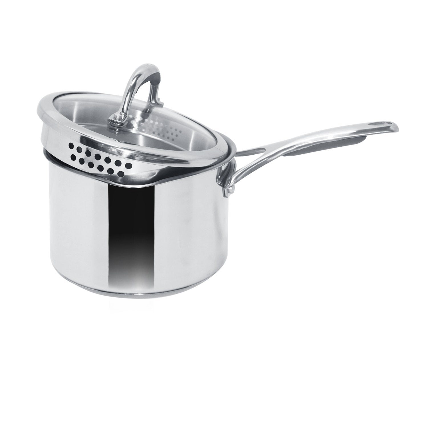 MEYER COVERED STRAINING SAUCEPAN