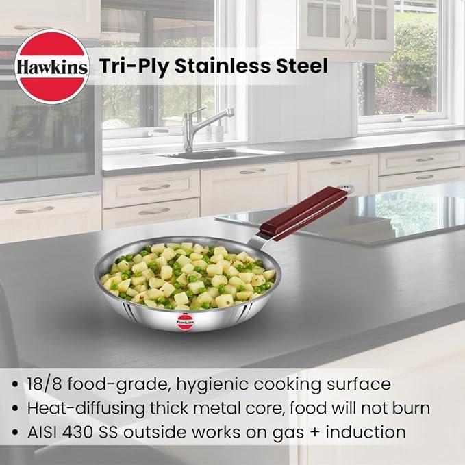 Hawkins Tri-Ply Stainless Steel Frying Pan