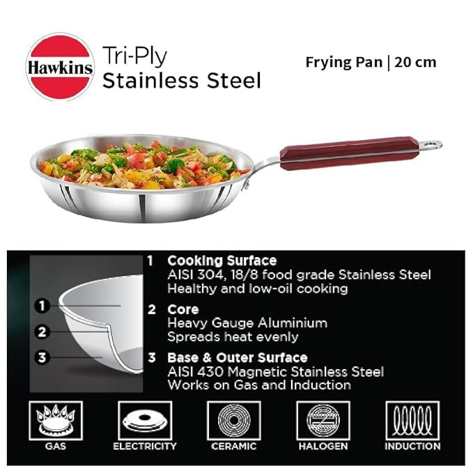 Hawkins Tri-Ply Stainless Steel Frying Pan