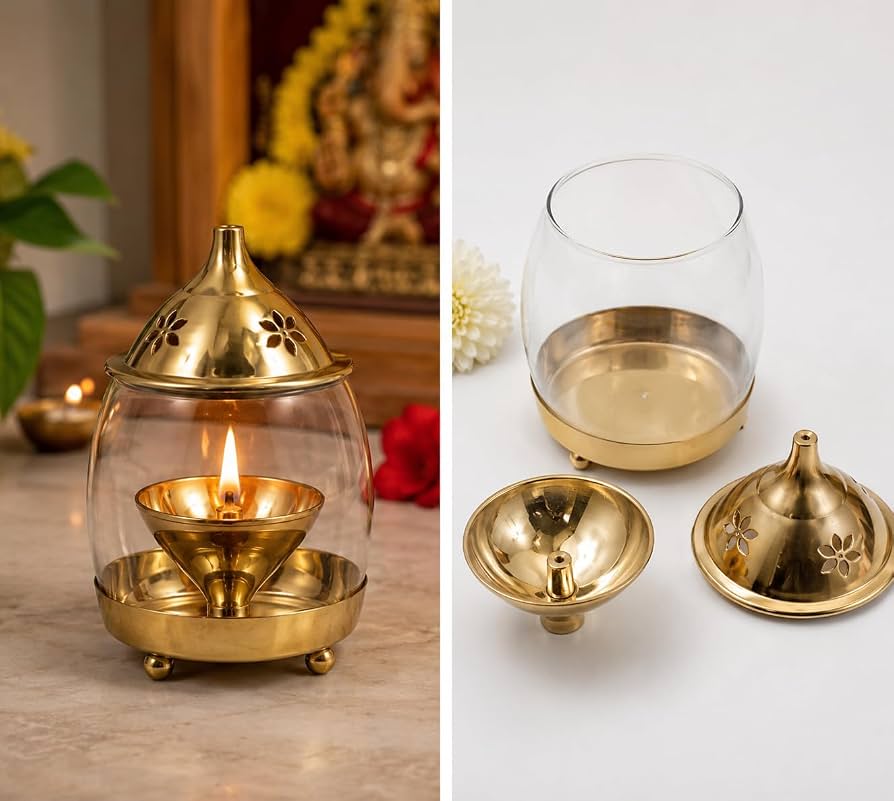 Brass Borosil Table Diya