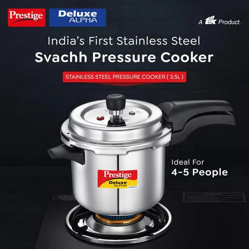 Prestige Svachh Deluxe Alpha Stainless Steel Outer Lid Pressure Cooker
