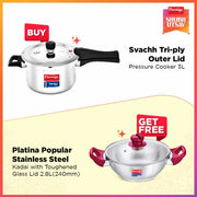 Prestige Svachh Triply Outer Lid Pressure Cooker With Free Platina Kadai with Lid