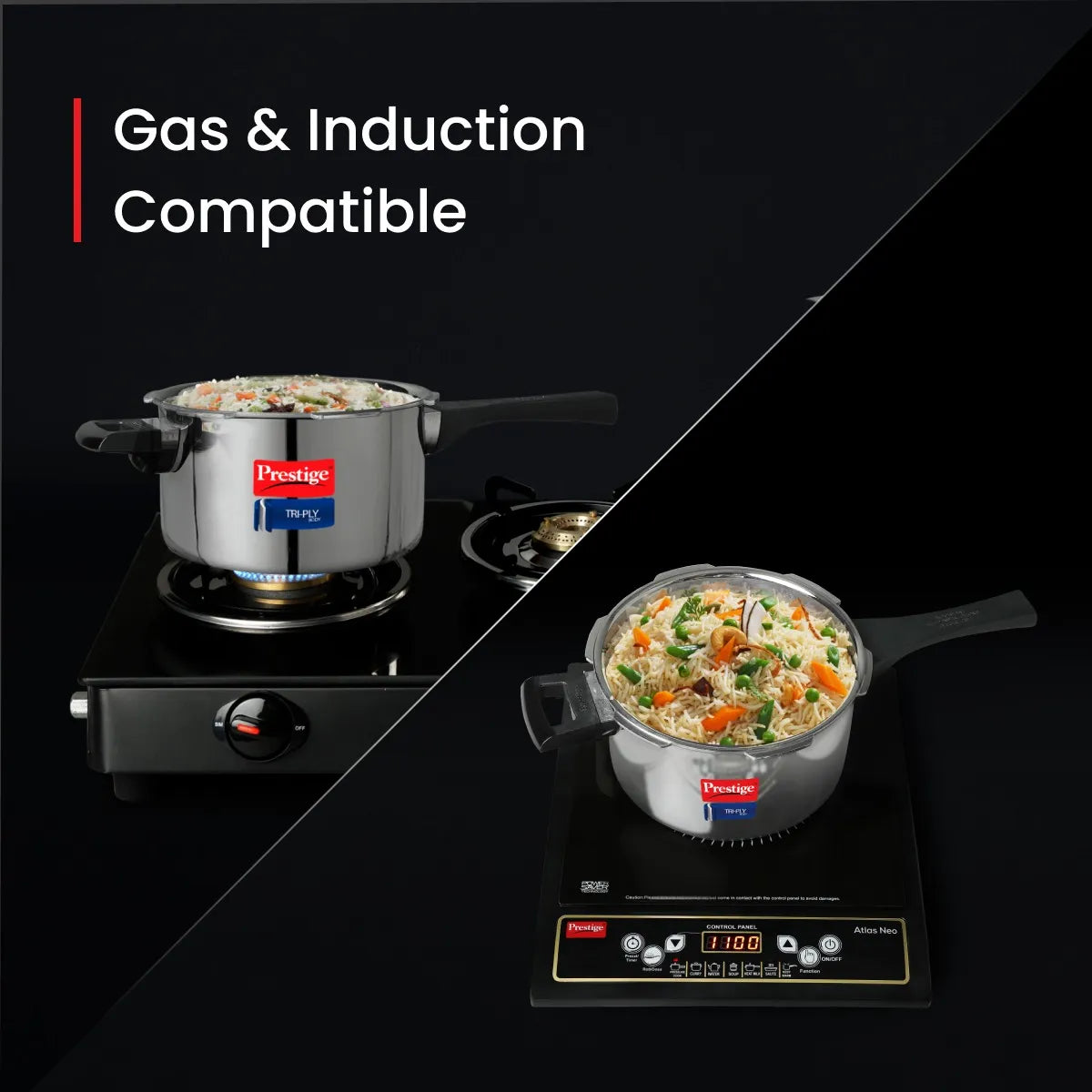 Prestige Svachh Triply Outer Lid Pressure Cooker With Free Platina Kadai with Lid