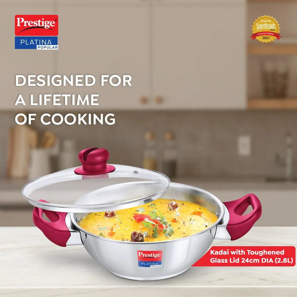 Prestige Svachh Triply Outer Lid Pressure Cooker With Free Platina Kadai with Lid