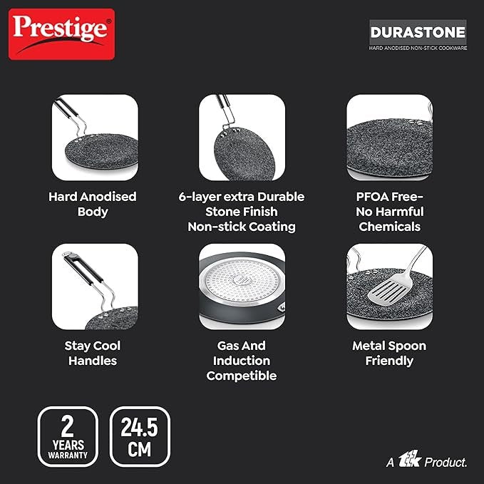 Prestige Durastone Hard Anodised Non-Stick Concave Tawa