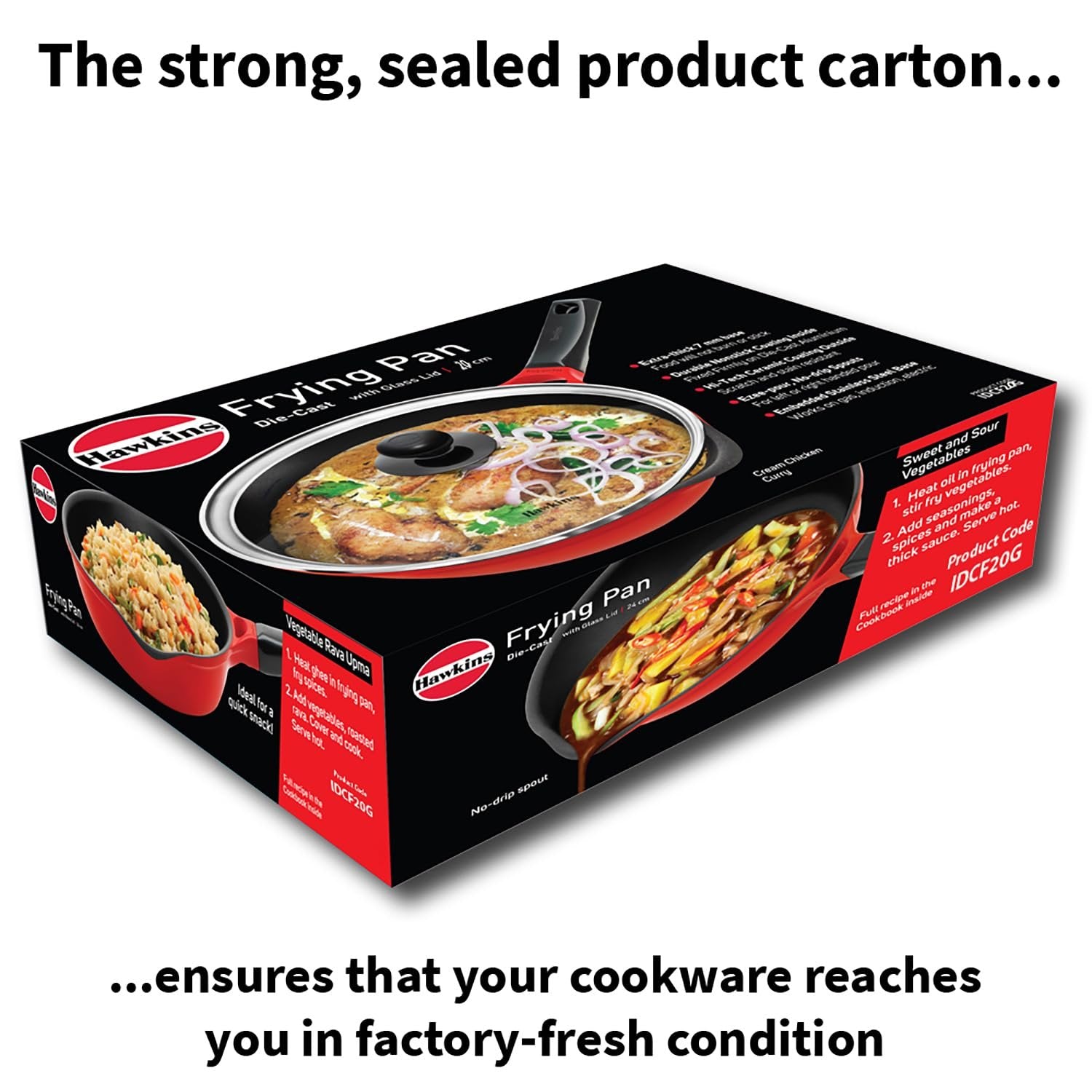 Hawkins Die Cast Non Stick Fry Pan with Glass Lid