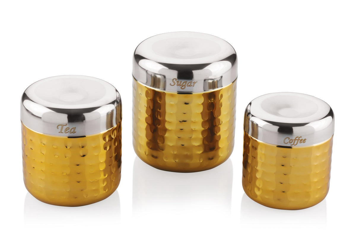Elegant Brass Container Set of 3 for Stylish Kitchen Storage