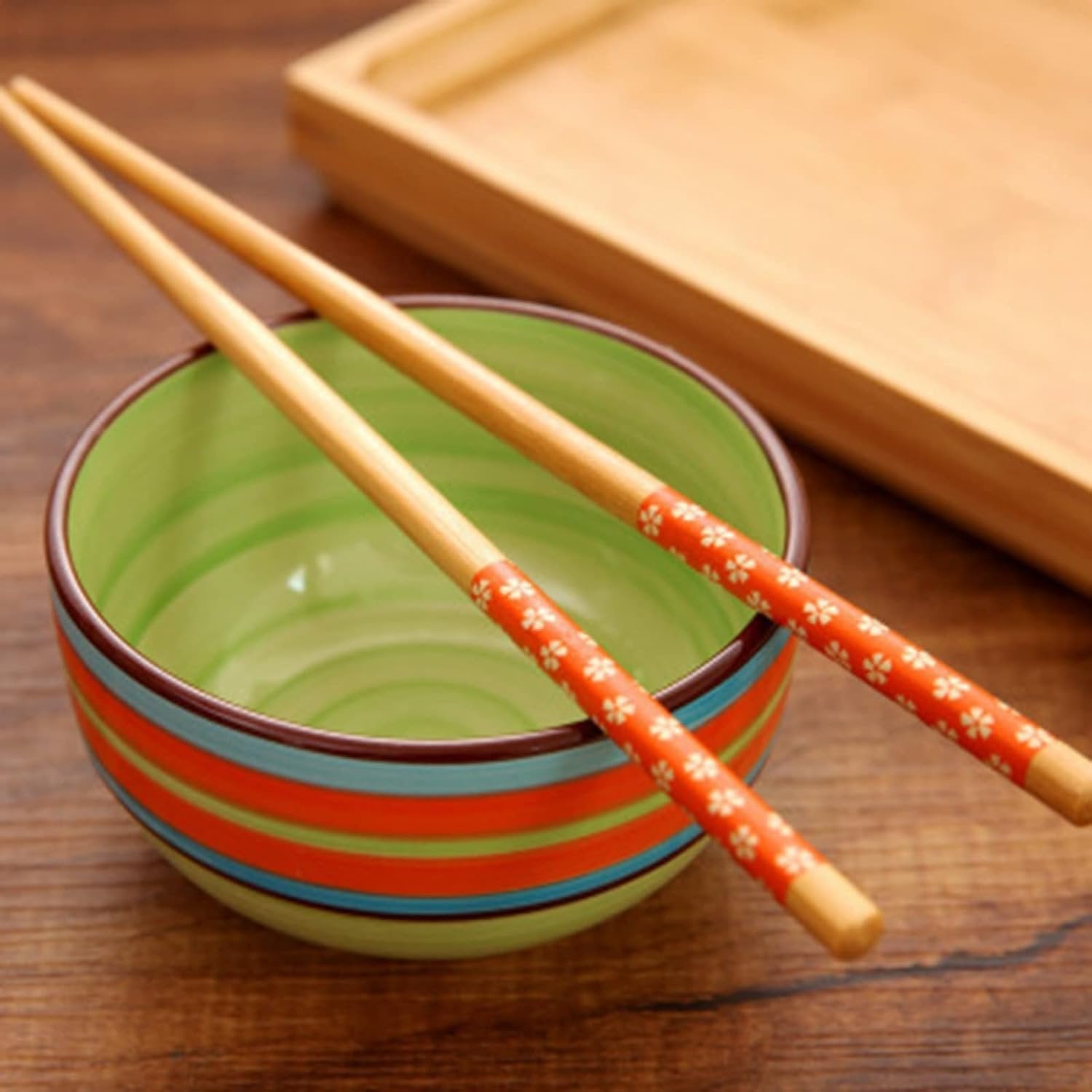 Bamboo Wood Fried Chopsticks for Home Orange 20Pcs