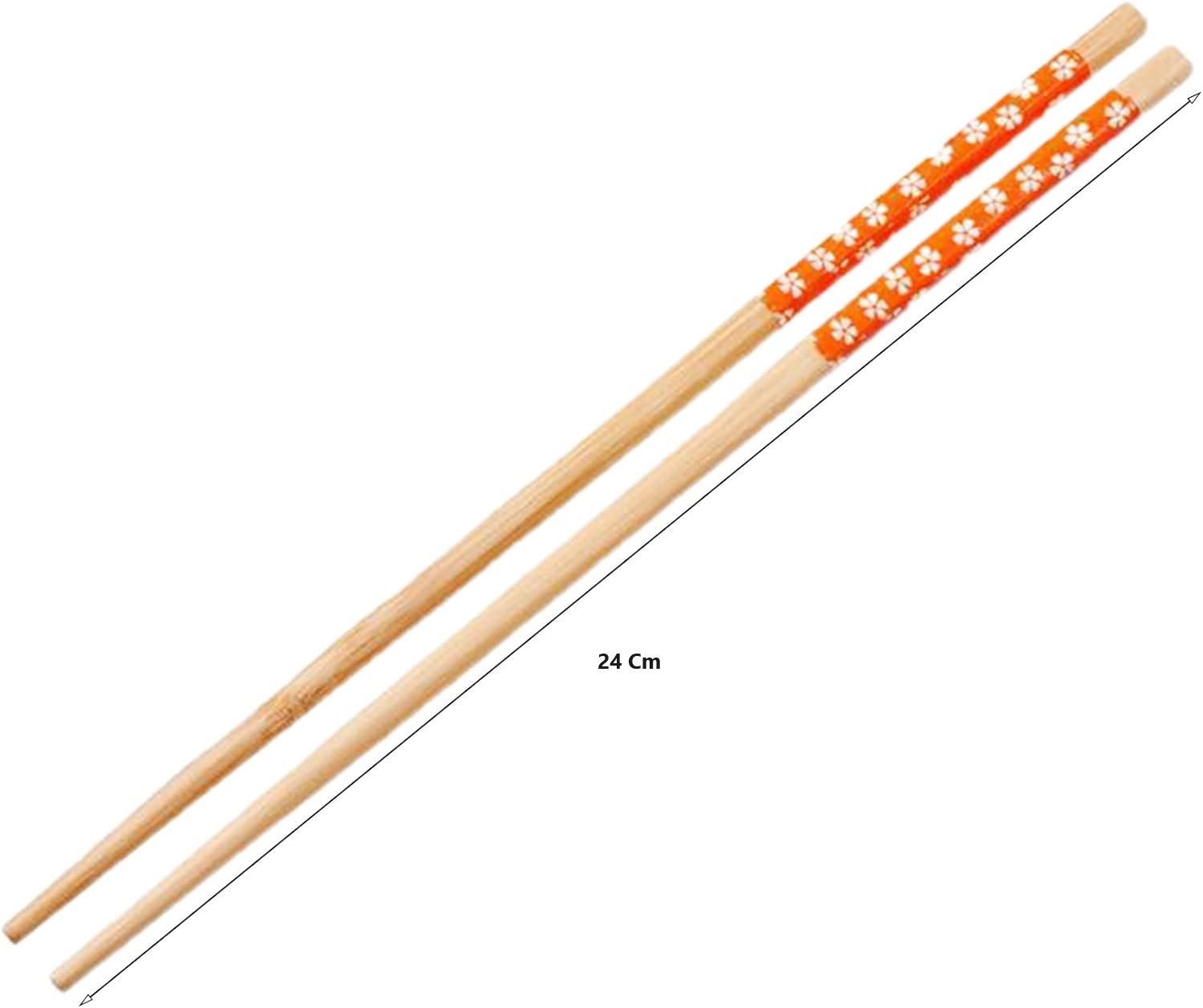 Bamboo Wood Fried Chopsticks for Home Orange 20Pcs