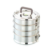 JVL Round Stainless Steel 4 Compartments Lunch Box