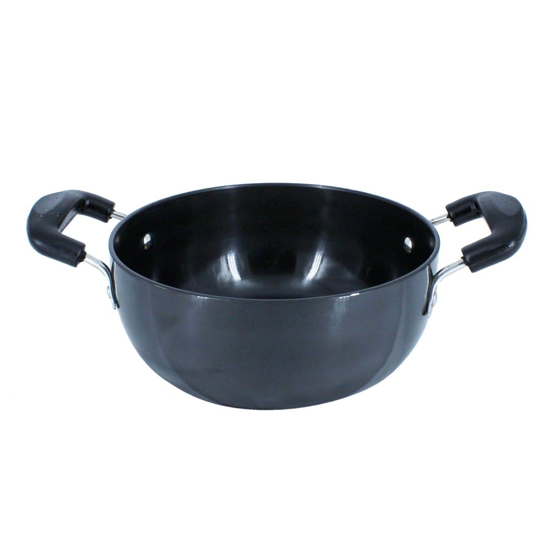 India Gold Plain Black Kadai
