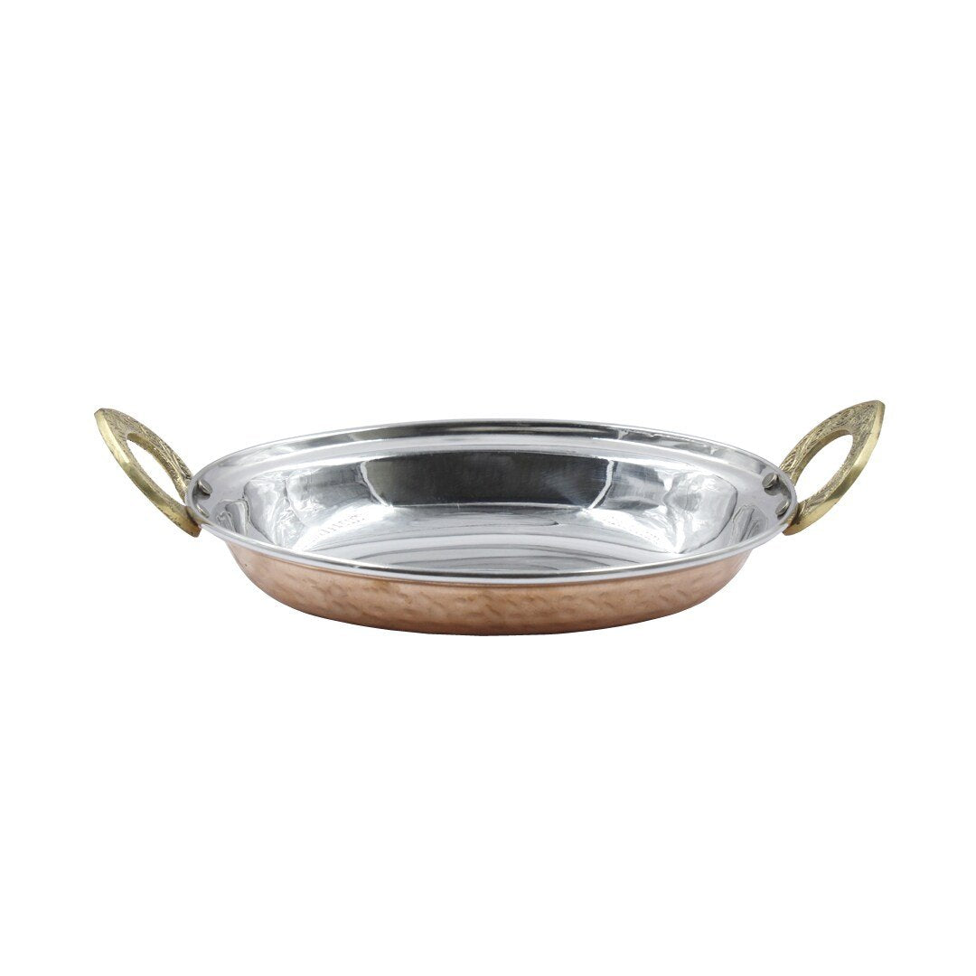 SS Copper Serving Dish With Brass Handle