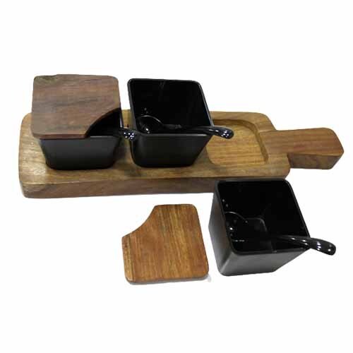 Storge Bowl Set With Wooden Lids