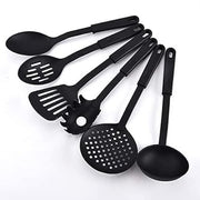 Nylon Heat-Resistant Nonstick Spoon Tool Set  Black  6pcs