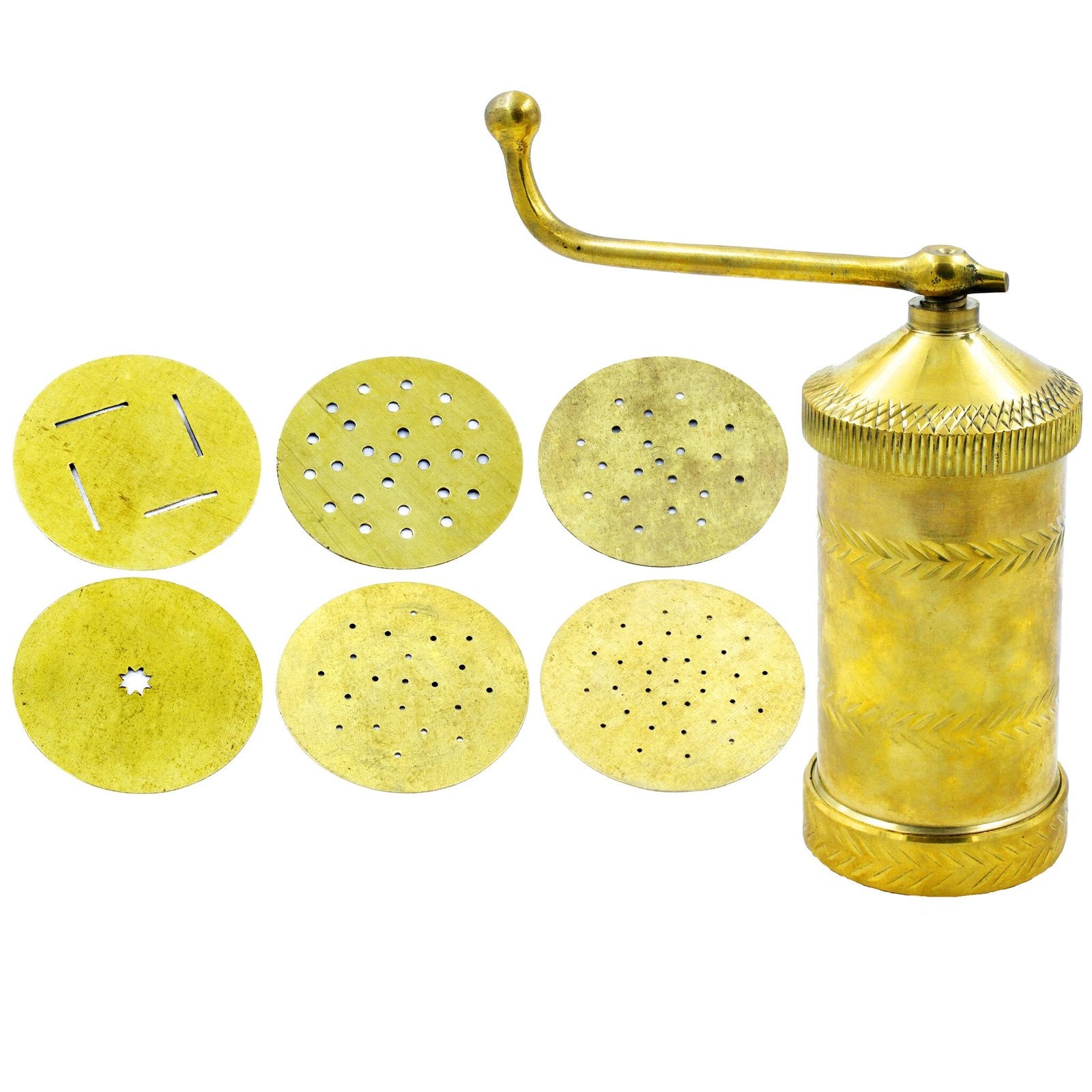 Murukku/Idiyappam Maker With 6 Different Jalis  Brass