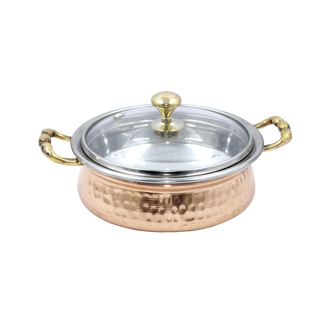 SS Copper Royal Serving Dish With Lid
