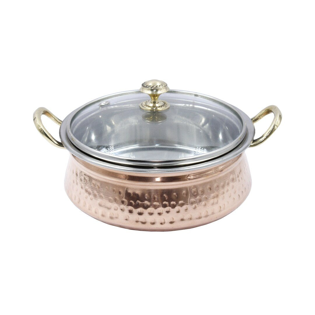 SS Copper Royal Serving Dish With Lid
