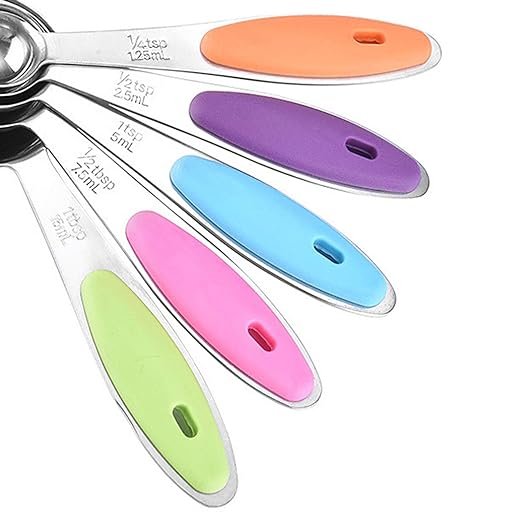 5Pcs/Set Measuring  KiCups and Spoons Measuringt, Stainless Steel Measuring Cup Spoon with Scale Cake Mold Kitchen Gadgets Tools for Cooking & Baking 5pcs
