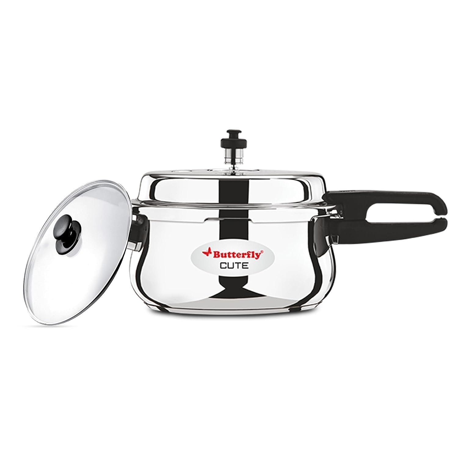 Butterfly Cute Outer Lid Stainless Steel Pressure Cooker With Glass Lid