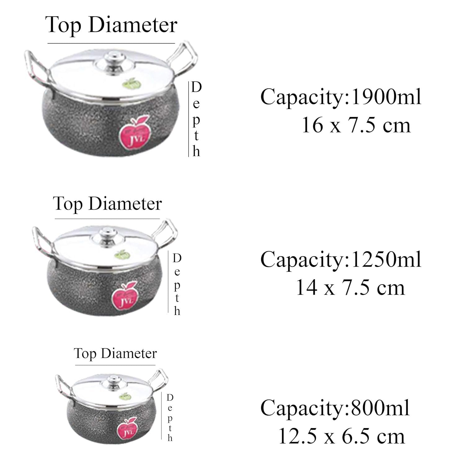 JVL SS Armor Powder Coated Bottom Serving Dish 3 Set