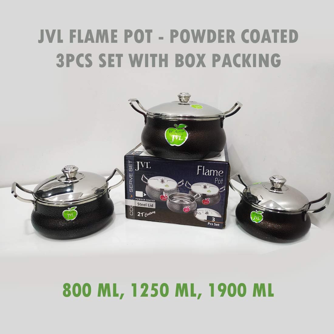 JVL SS Armor Powder Coated Bottom Serving Dish 3 Set