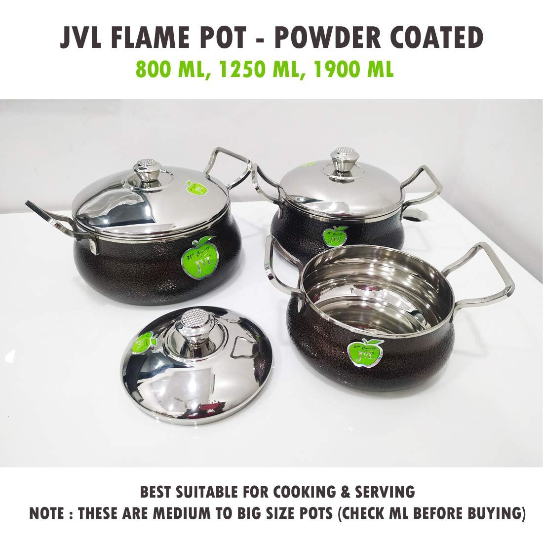 JVL SS Armor Powder Coated Bottom Serving Dish 3 Set