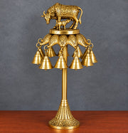 Brass Cow and Calf Design Stand With Bell