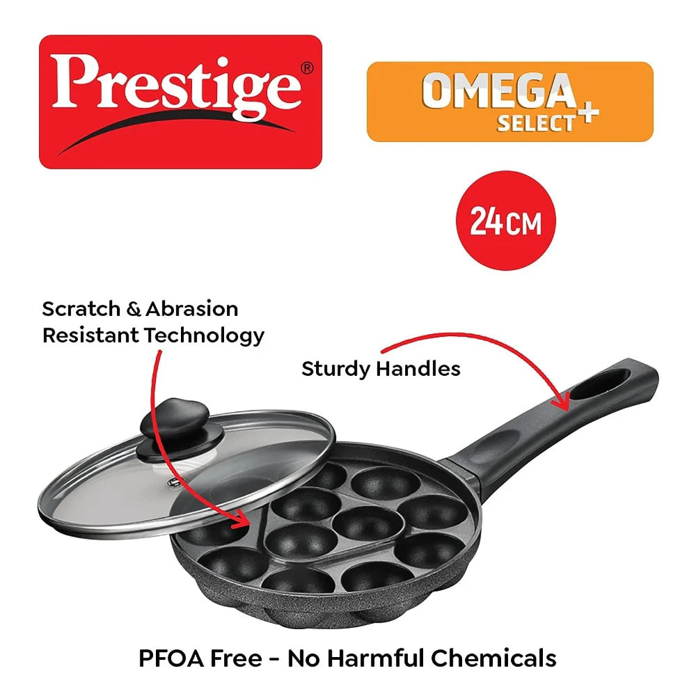 Prestige Omega Select Plus Aluminium Non-Stick Paniyarakkal with Lid