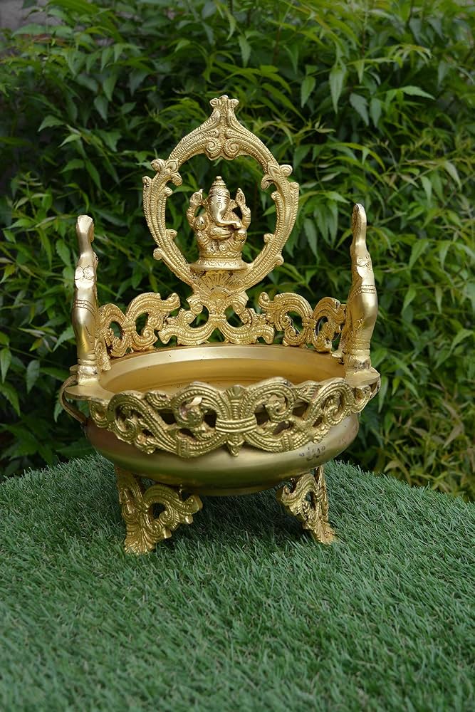 Brass Decorative Ganesha Uruli with Elephant design